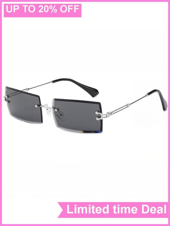 Accessories - Metal Rimless Retro Square Sunglasses UV400